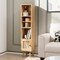 Costway Rattan Storage Cabinet Freestanding Slim Organizer Wood Display Rack Living Room Black/White/Natural